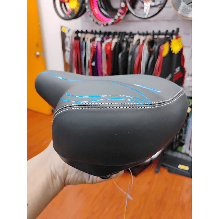 Silla Asiento de bicicleta de GEL 3D para hombre y mujer lineas azul  3