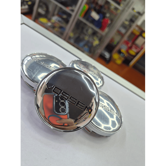  X4 Tapas centro de llantas de auto tunning Vossen plata con Logo negro  2