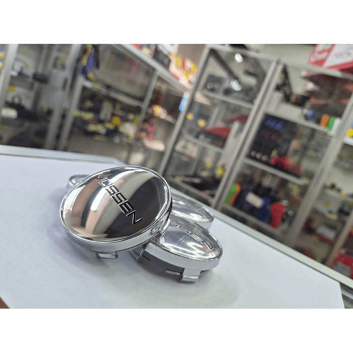  X4 Tapas centro de llantas de auto tunning Vossen plata con Logo negro  4