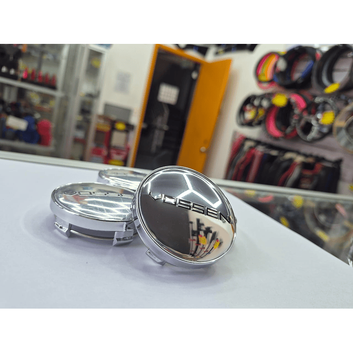  X4 Tapas centro de llantas de auto tunning Vossen plata con Logo negro  5