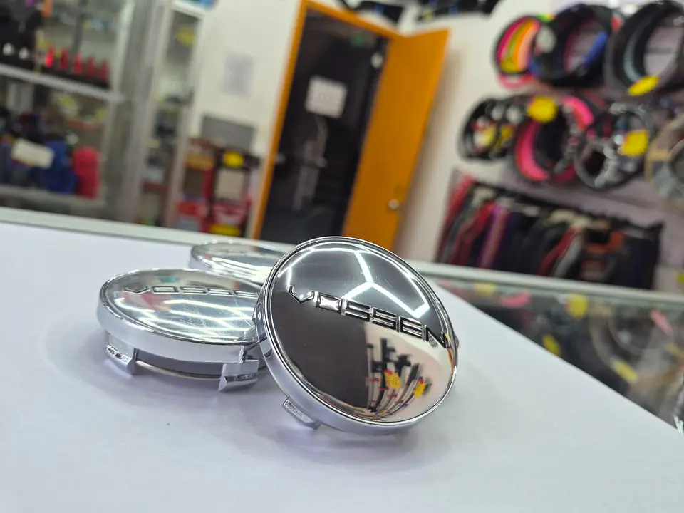 X4 Tapas centro de llantas de auto tunning Vossen plata con Logo negro 5