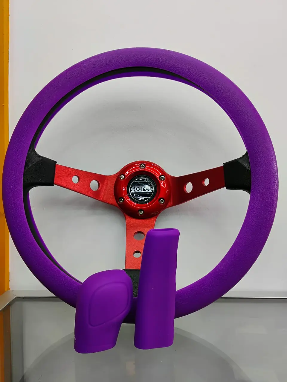 Set 3 piezas cubre volante para tu auto morado lila 4