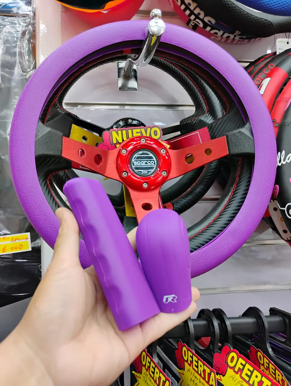 Set 3 piezas cubre volante para tu auto morado lila 6