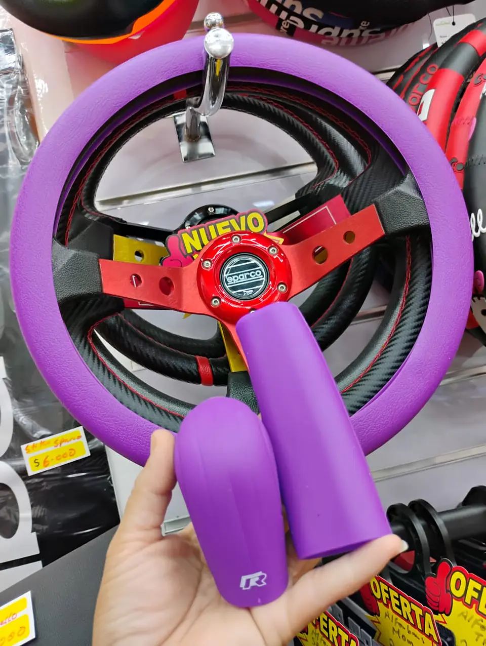 Set 3 piezas cubre volante para tu auto morado lila 8