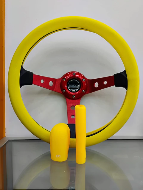 Set 3 piezas cubre volante para tu auto amarillo