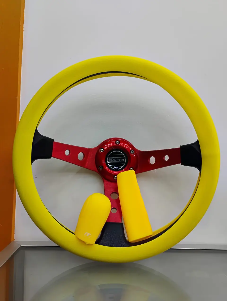 Set 3 piezas cubre volante para tu auto amarillo 2