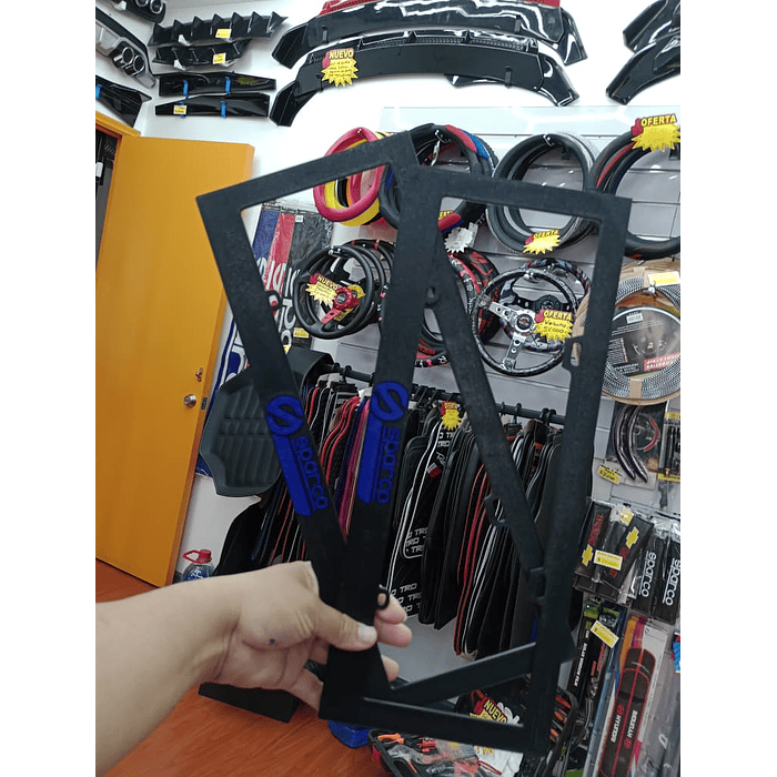 *X2 UNIDAD DE PORTA PATENTES DE PLASTICO MARCO PARA PLACA NEGRO SPARCO LETRA AZUL 4