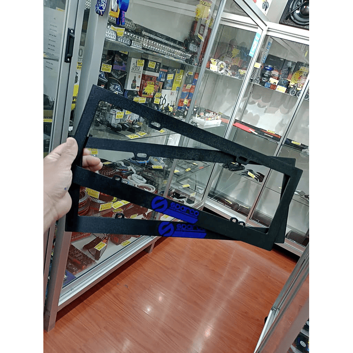 *X2 UNIDAD DE PORTA PATENTES DE PLASTICO MARCO PARA PLACA NEGRO SPARCO LETRA AZUL 6