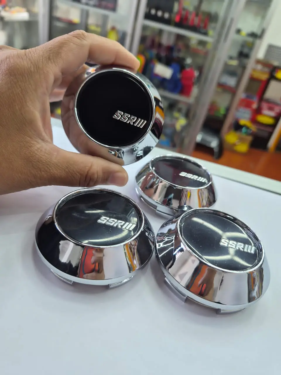 X4 Tapa centro llantas ssr negra 58mm 60mm - Negra Plata 6