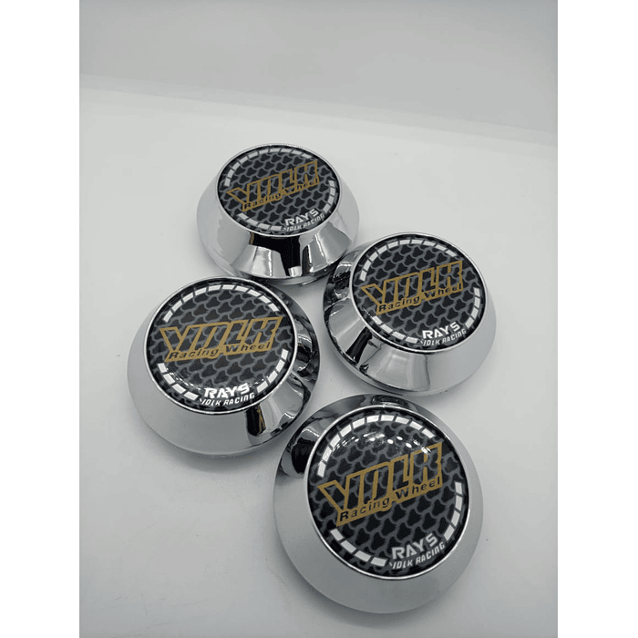 X4 Tapa centro de llantas de auto tunning conica Medida 58mm interior X 60mm exterior marca Volk rays carbono 3