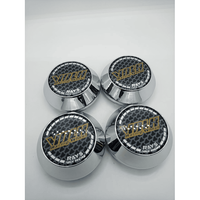 X4 Tapa centro de llantas de auto tunning conica Medida 58mm interior X 60mm exterior marca Volk rays carbono 5