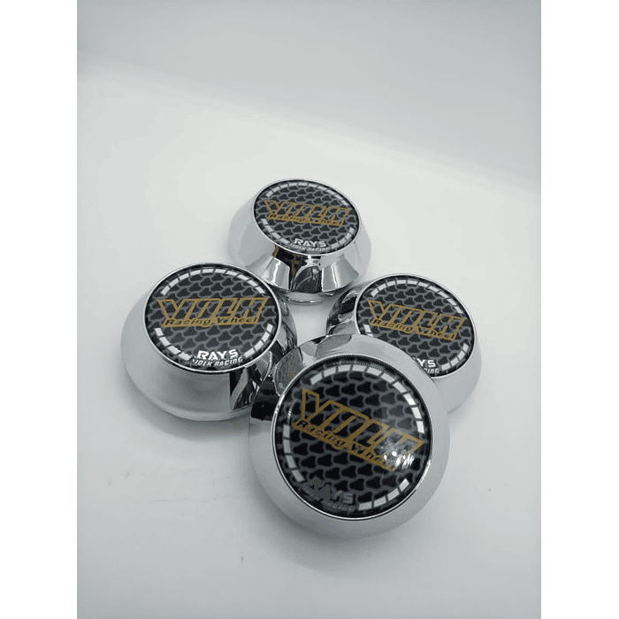 X4 Tapa centro de llantas de auto tunning conica Medida 58mm interior X 60mm exterior marca Volk rays carbono 9