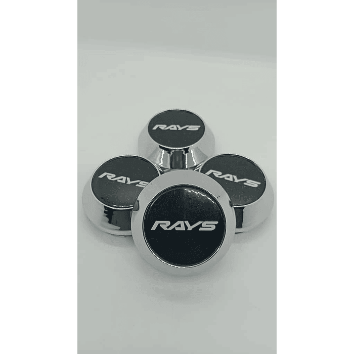 X4 Tapa centro de llantas de auto tunning conica Medida disponible 58mm interior X 60mm exterior marca rays negro letra blanca  1