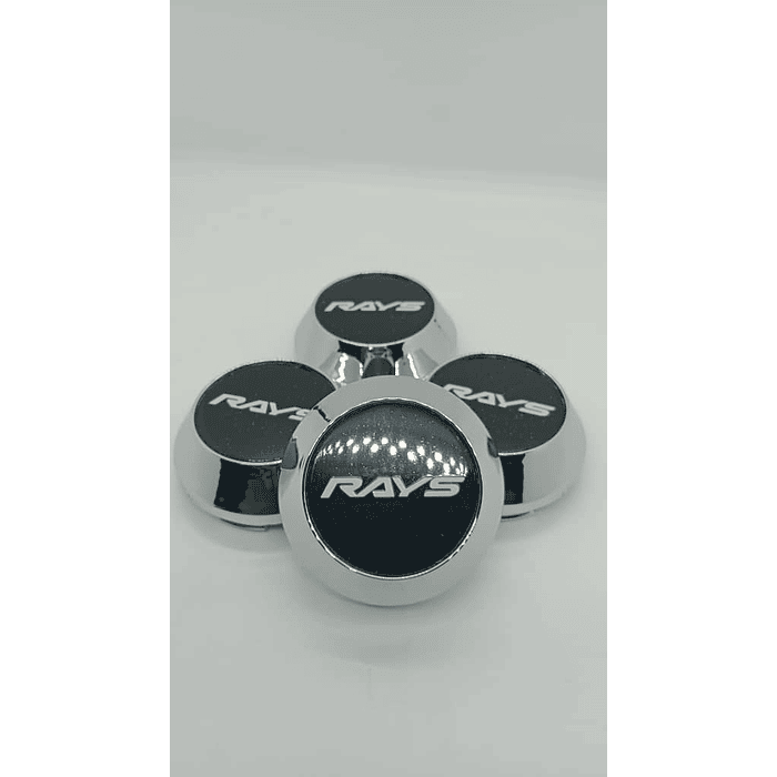 X4 Tapa centro de llantas de auto tunning conica Medida disponible 58mm interior X 60mm exterior marca rays negro letra blanca  2