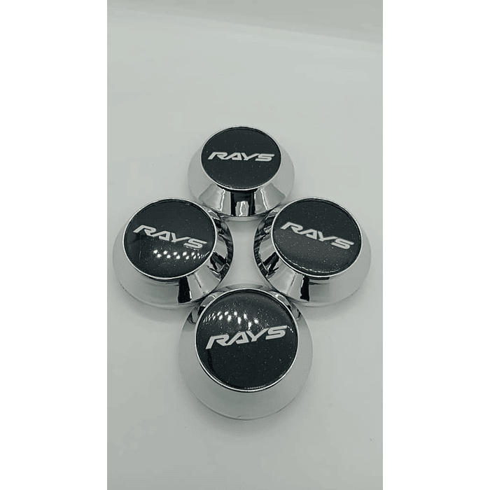 X4 Tapa centro de llantas de auto tunning conica Medida disponible 58mm interior X 60mm exterior marca rays negro letra blanca  4