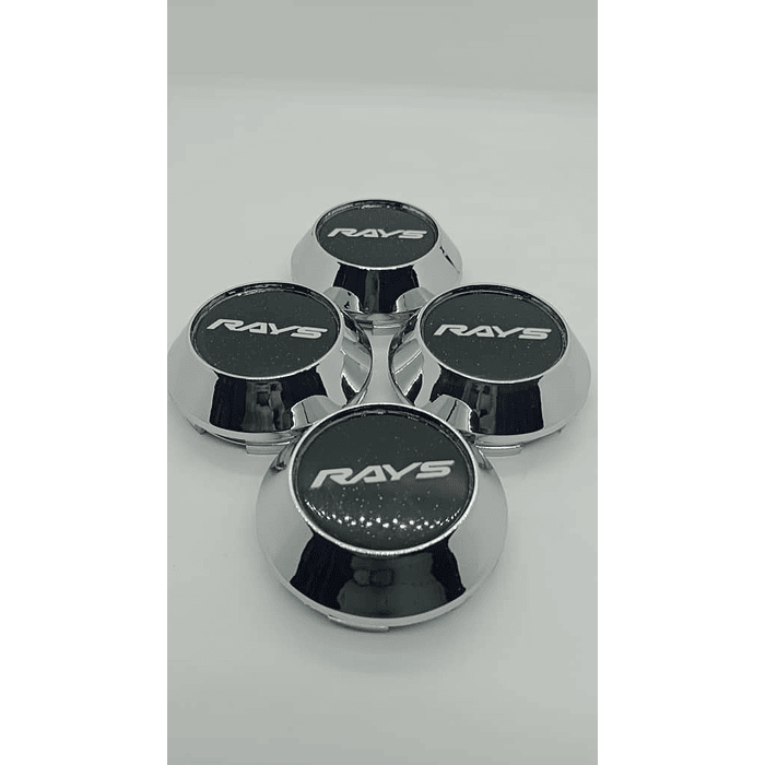 X4 Tapa centro de llantas de auto tunning conica Medida disponible 58mm interior X 60mm exterior marca rays negro letra blanca  6