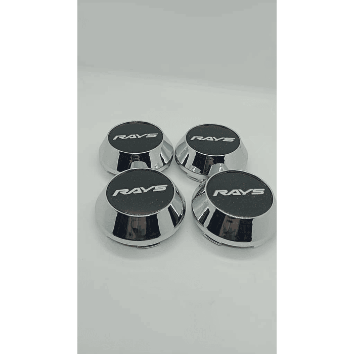 X4 Tapa centro de llantas de auto tunning conica Medida disponible 58mm interior X 60mm exterior marca rays negro letra blanca  7