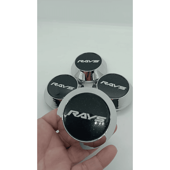 X4 Tapa centro de llantas de auto tunning conica Medida disponible 58mm interior X 60mm exterior marca rays negro letra blanca  8