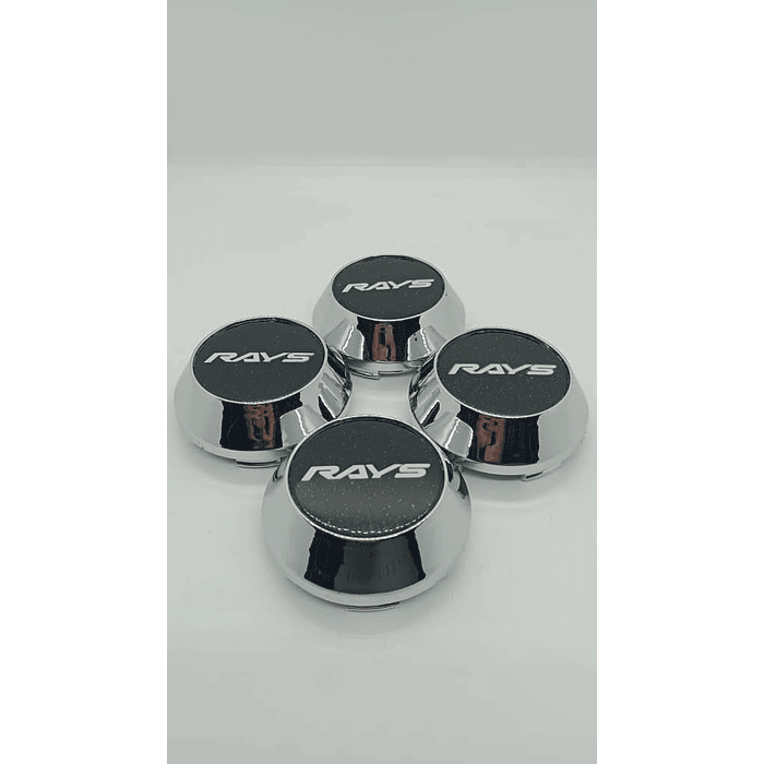 X4 Tapa centro de llantas de auto tunning conica Medida disponible 58mm interior X 60mm exterior marca rays negro letra blanca  9