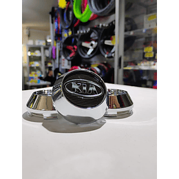 X4 Tapas centro de llantas de auto tunning conica Medidas disponibles 58mm interior X 60mm exterior kia carbono  logo  gris