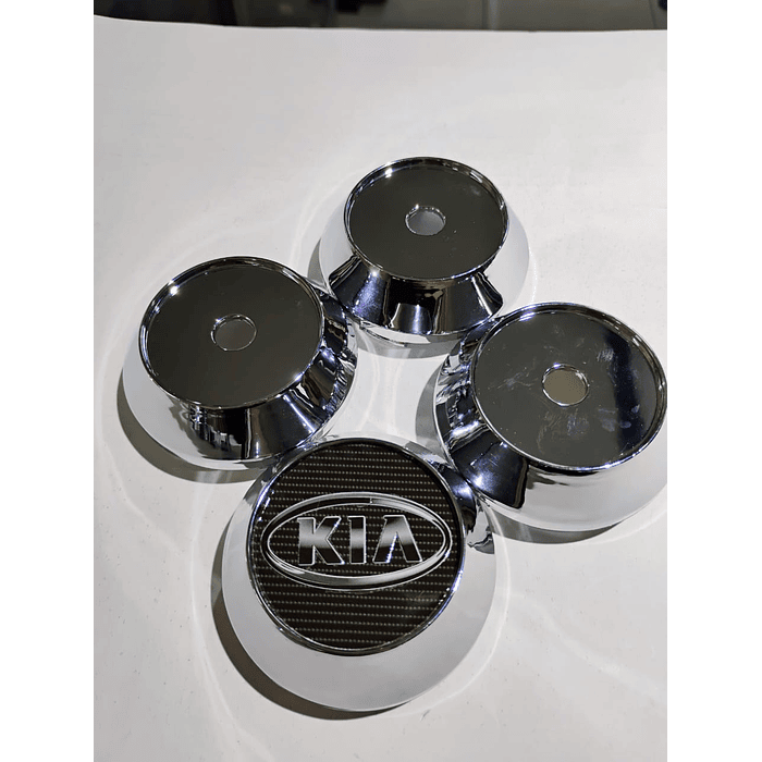 X4 Tapas centro de llantas de auto tunning conica Medidas disponibles 58mm interior X 60mm exterior kia carbono  logo  gris 4