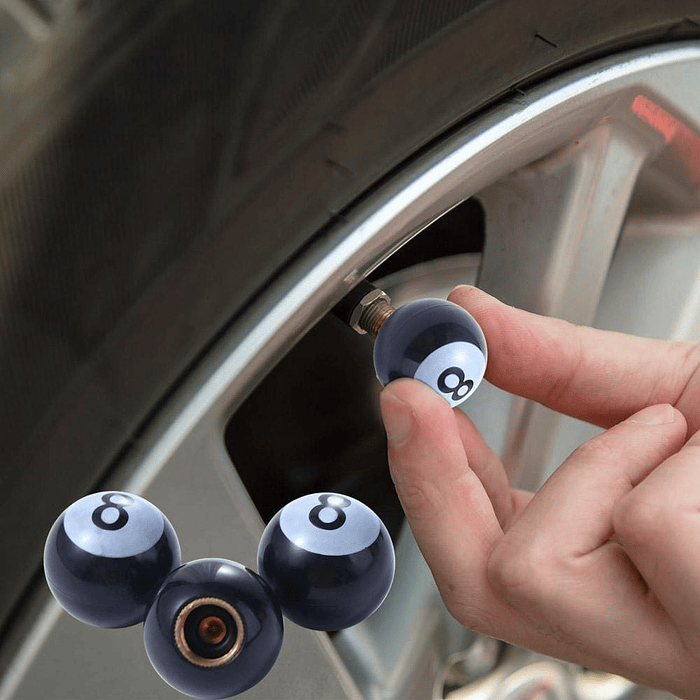 *Set de 4 Tapas de Válvulas Universal Tuning BOLA 8 🎱* 8