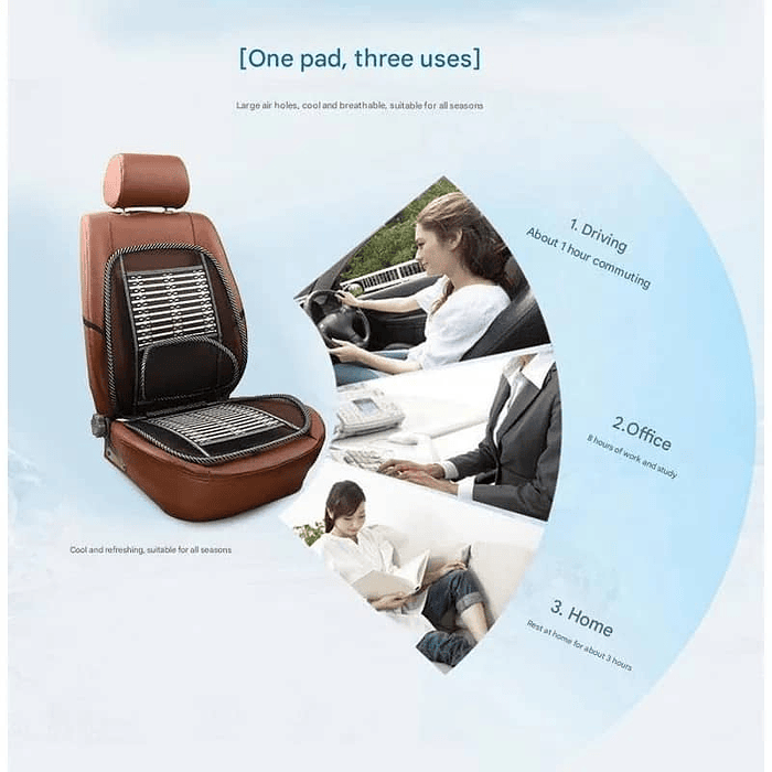 💥Oferta liquidacion💥 X1 Cubre Asiento Respaldo Lumbar Madera Bambú Verano Luxury  4