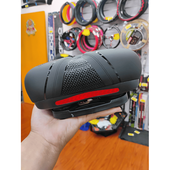 💥 Oferta liquidacion 💥 Silla Asiento de bicicleta de GEL 3D con tira reflectiva para hombre y mujer todo negro medida 21cm de ancho x 25cm de largo  asiento grueso para bicicleta de montaña y carret 2