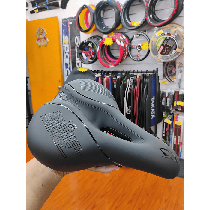 💥 Oferta liquidacion 💥 Silla Asiento de bicicleta de GEL 3D con tira reflectiva para hombre y mujer todo negro medida 21cm de ancho x 25cm de largo  asiento grueso para bicicleta de montaña y carret 8