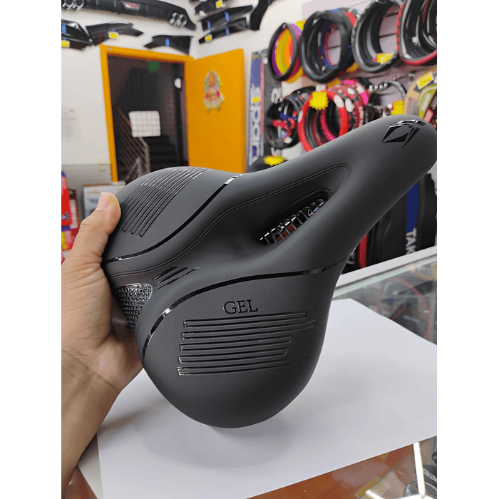 💥 Oferta liquidacion 💥 Silla Asiento de bicicleta de GEL 3D con tira reflectiva para hombre y mujer todo negro medida 21cm de ancho x 25cm de largo  asiento grueso para bicicleta de montaña y carret 9