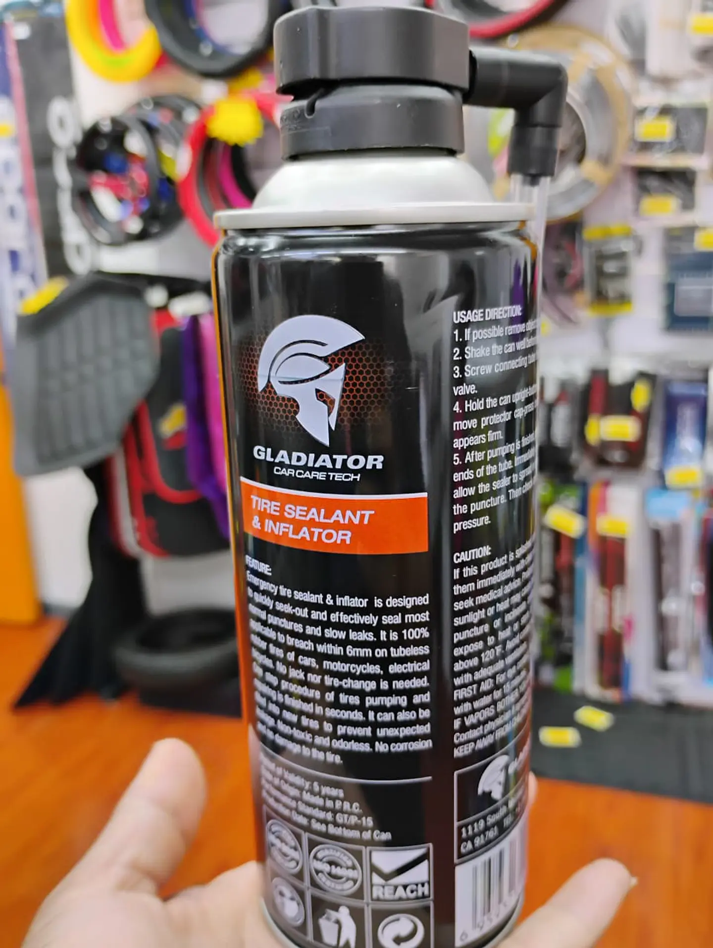 Sellador inflador de neumaticos gladiator anti- pinchaso 450ml 5