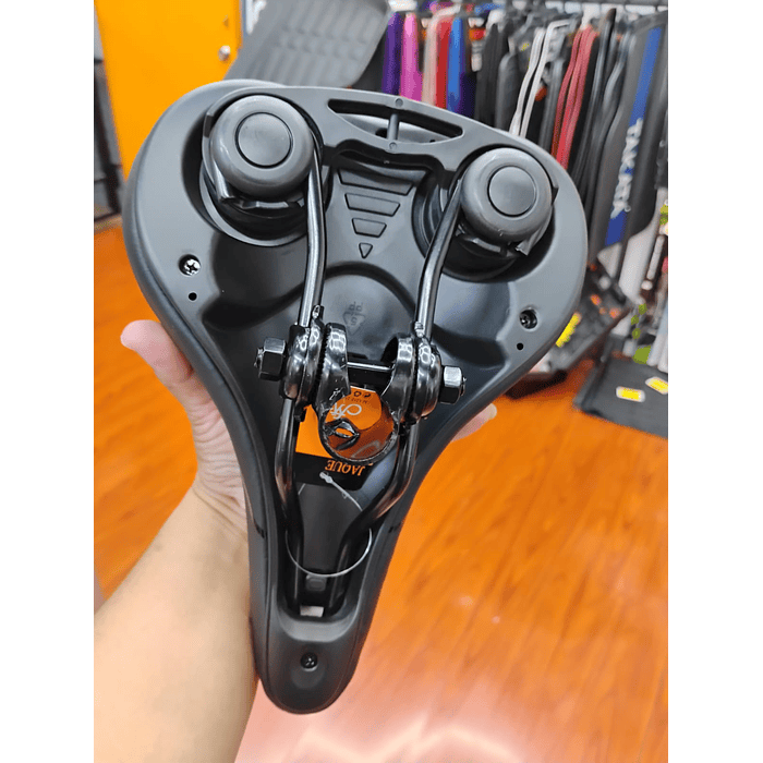 💥 Oferta liquidacion 💥 Silla Asiento de bicicleta de GEL 3D con tira reflectiva para hombre y mujer negro con azul medida 21cm de ancho x 25cm de largo  4