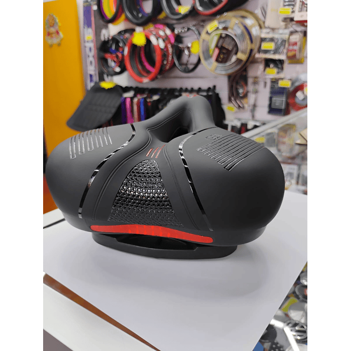 💥 Oferta liquidacion 💥 Silla Asiento de bicicleta de GEL 3D con tira reflectiva para hombre y mujer negro con rojo medida 21cm de ancho x 25cm de largo  asiento grueso para bicicleta de montaña y ca 5