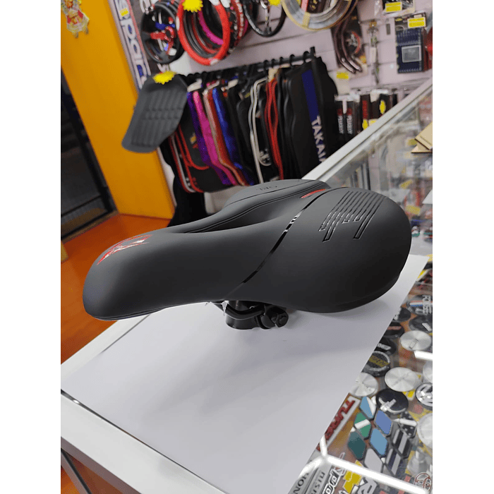 💥 Oferta liquidacion 💥 Silla Asiento de bicicleta de GEL 3D con tira reflectiva para hombre y mujer negro con rojo medida 21cm de ancho x 25cm de largo  asiento grueso para bicicleta de montaña y ca 7