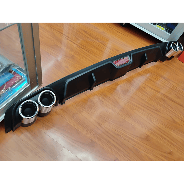 💥Oferta liquidacion💥 Difusor de parachoques trasero Tunning estilo doble cola de escape y tercer stop decorativo medida largo 128cm , Negro  4