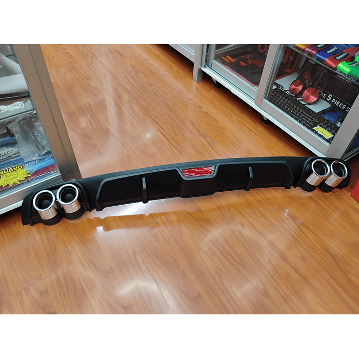💥Oferta liquidacion💥 Difusor de parachoques trasero Tunning estilo doble cola de escape y tercer stop decorativo medida largo 128cm , Negro  5