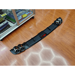 💥Oferta liquidacion💥 Difusor de parachoques trasero Tunning estilo doble cola de escape y tercer stop decorativo medida largo 128cm , Negro 