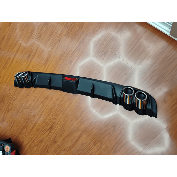 💥Oferta liquidacion💥 Difusor de parachoques trasero Tunning estilo doble cola de escape y tercer stop decorativo medida largo 128cm , Negro  7