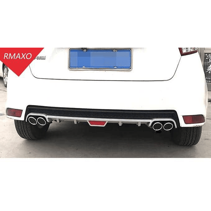 💥Oferta liquidacion💥 Difusor de parachoques trasero Tunning estilo doble cola de escape y tercer stop decorativo medida largo 128cm , Gris plata con negro 2