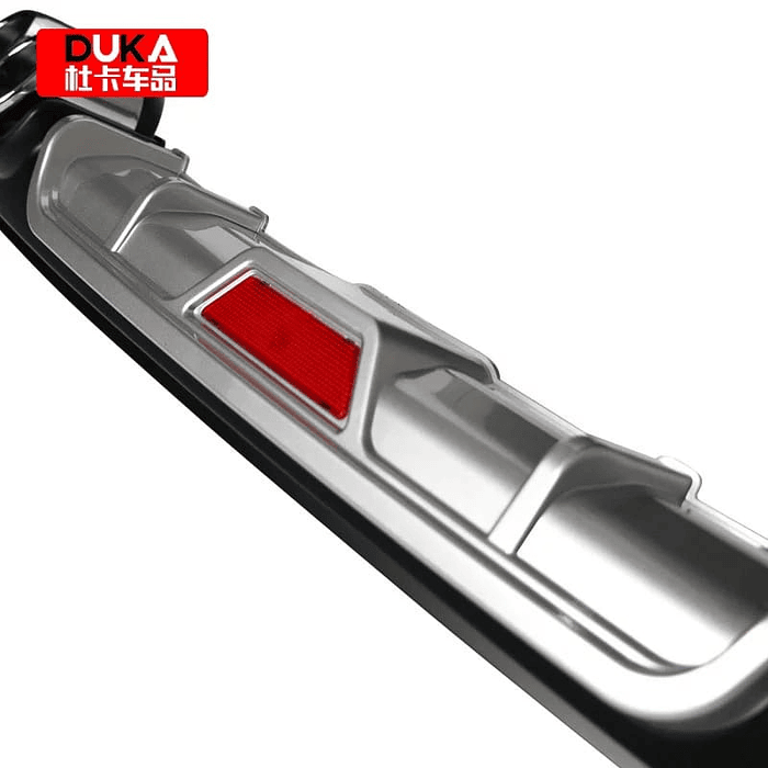 💥Oferta liquidacion💥 Difusor de parachoques trasero Tunning estilo doble cola de escape y tercer stop decorativo medida largo 128cm , Gris plata con negro 4