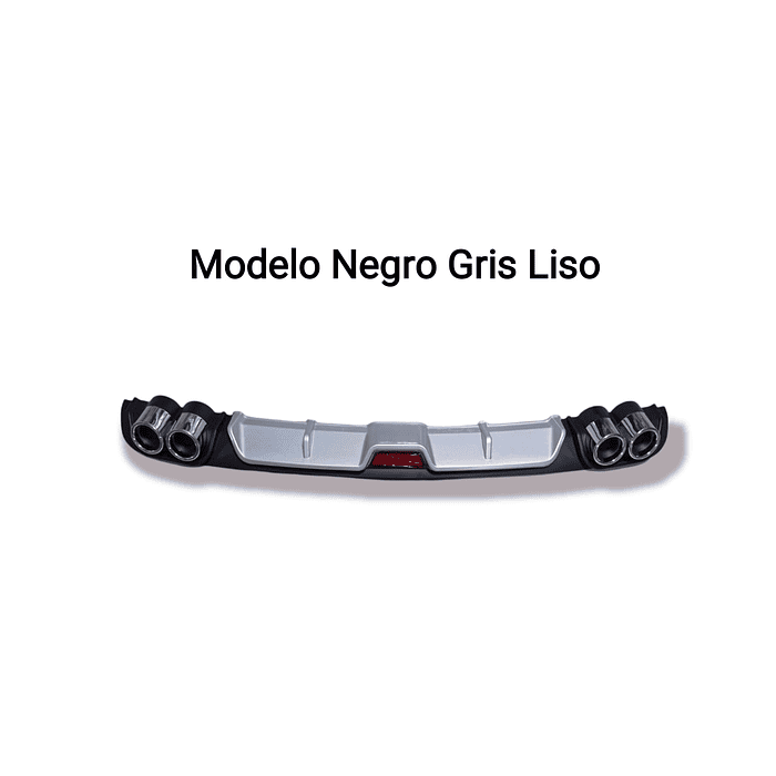 💥Oferta liquidacion💥 Difusor de parachoques trasero Tunning estilo doble cola de escape y tercer stop decorativo medida largo 128cm , Gris plata con negro 8