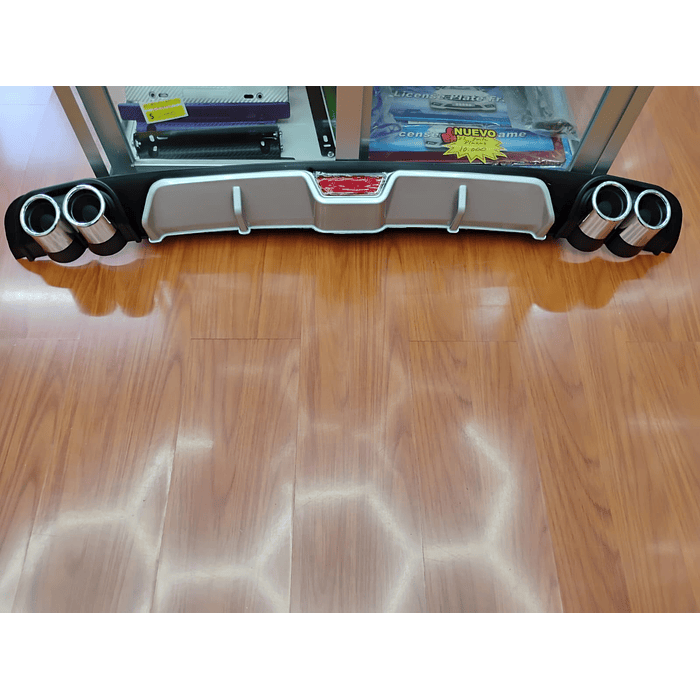 💥Oferta liquidacion💥 Difusor de parachoques trasero Tunning estilo doble cola de escape y tercer stop decorativo medida largo 128cm , Gris plata con negro 9