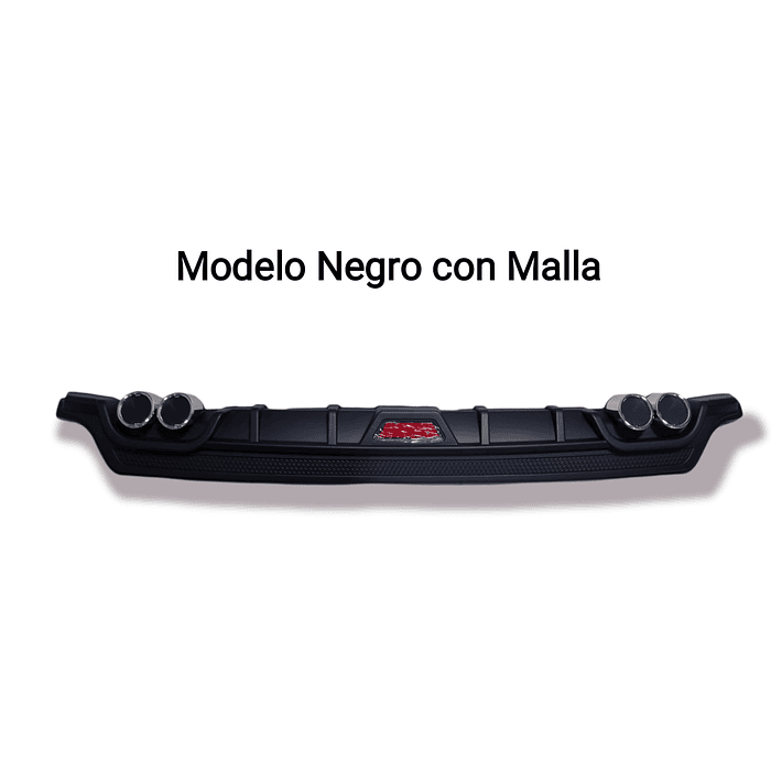 💥Oferta liquidacion💥 Difusor de parachoques trasero Tunning estilo doble cola de escape y tercer stop decorativo medida largo 128cm , negro con malla 💰precio 16990💰 4