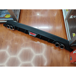 💥Oferta liquidacion💥 Difusor de parachoques trasero Tunning estilo doble cola de escape y tercer stop decorativo medida largo 128cm , negro con malla 💰precio 16990💰
