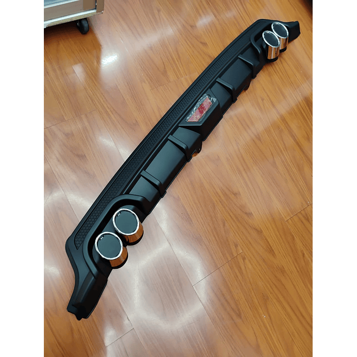 💥Oferta liquidacion💥 Difusor de parachoques trasero Tunning estilo doble cola de escape y tercer stop decorativo medida largo 128cm , negro con malla 💰precio 16990💰 5