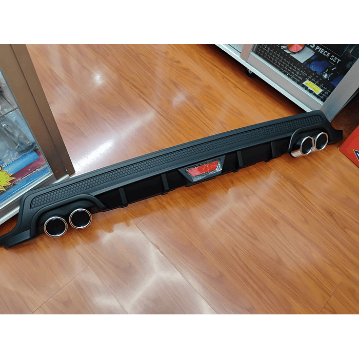 💥Oferta liquidacion💥 Difusor de parachoques trasero Tunning estilo doble cola de escape y tercer stop decorativo medida largo 128cm , negro con malla 💰precio 16990💰 9