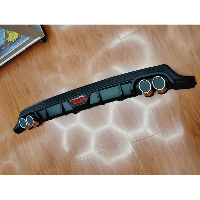 💥Oferta liquidacion💥 Difusor de parachoques trasero Tunning estilo doble cola de escape y tercer stop decorativo medida largo 128cm , negro con malla 💰precio 16990💰 12