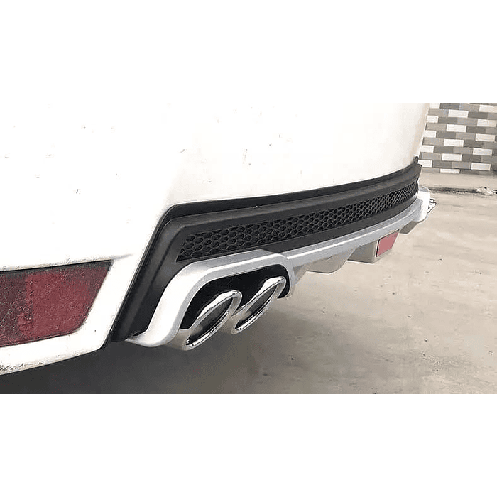 💥Oferta liquidacion💥 Difusor de parachoques trasero Tunning estilo doble cola de escape y tercer stop decorativo medida largo 128cm , Gris plata con malla negro 💰precio 16990💰 2