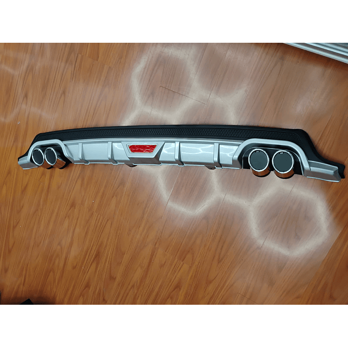 💥Oferta liquidacion💥 Difusor de parachoques trasero Tunning estilo doble cola de escape y tercer stop decorativo medida largo 128cm , Gris plata con malla negro 💰precio 16990💰 7