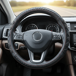 ¡Gran oferta! 🚗💨   *Forro Cubre Volante* de *Eco Cuero Negro con detalles trenzados en negro costura roja* - *Anti-resbalante* y de *alta calidad.  💰 **Precio:$8.990* pesos